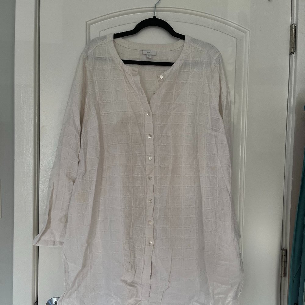 Purejill White Button Down Tunic XL